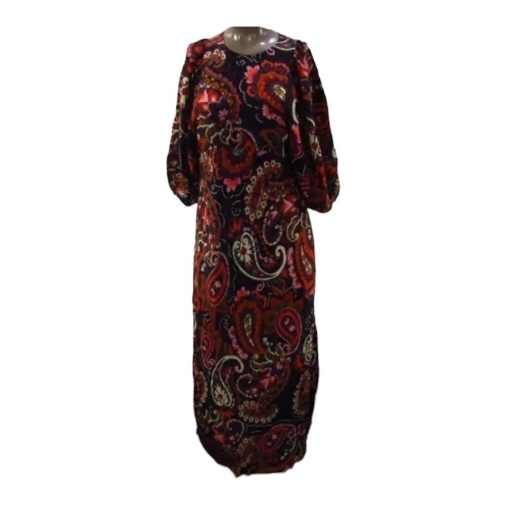 KACHEL x Anthropologie Paisley Puff Sleeve Midi Dress XS NWT Fall Boho - Picture 12 of 15